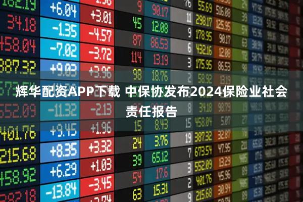 辉华配资APP下载 中保协发布2024保险业社会责任报告